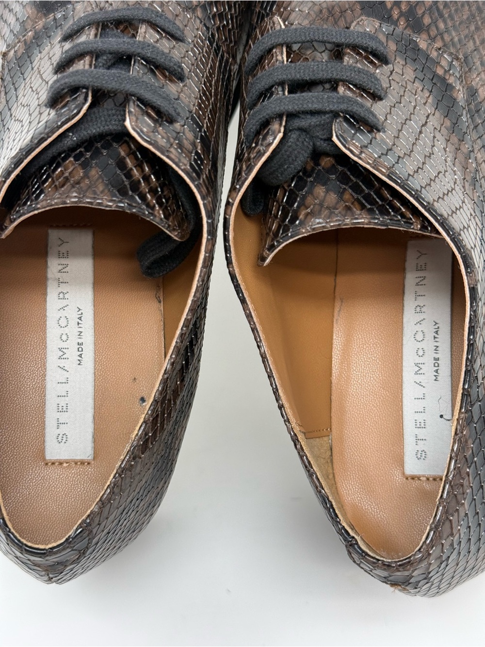 Stella McCartney Elyse Snake Platform Loafers Coffee Sz 7 - Picture 14 of 15